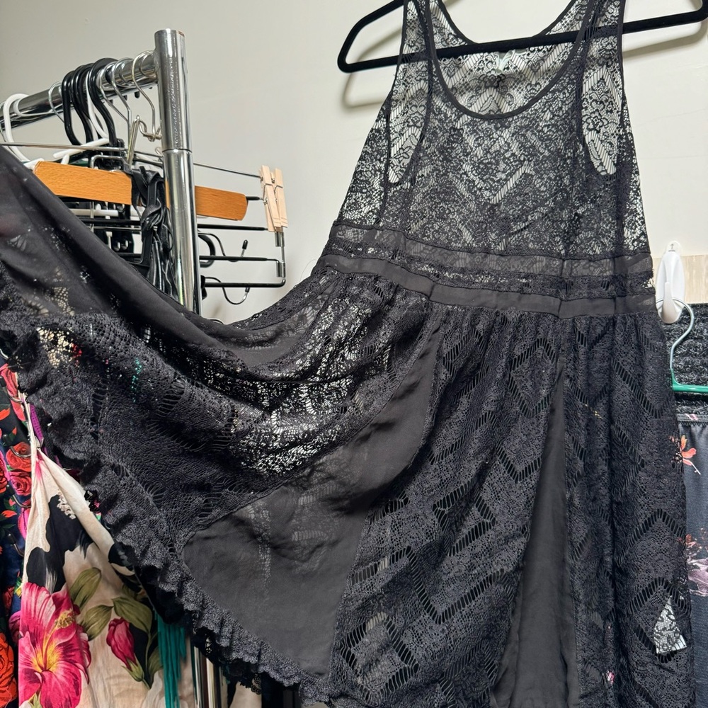 Eloise Black Lace Babydoll Dress Medium
